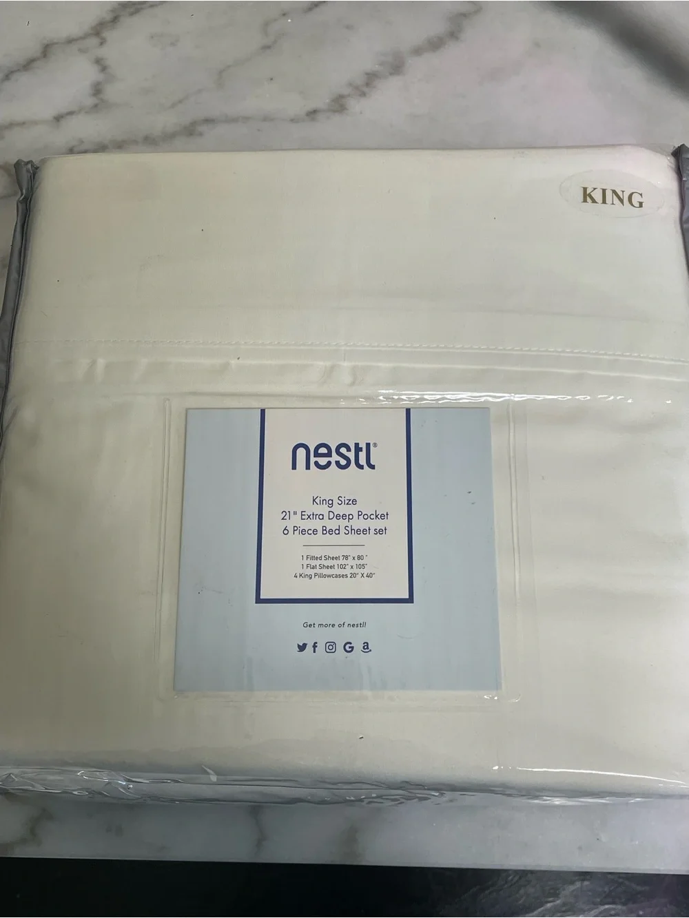 Nestl King Sheet Set - Bed Sheets - off White - 6 Piece Deep